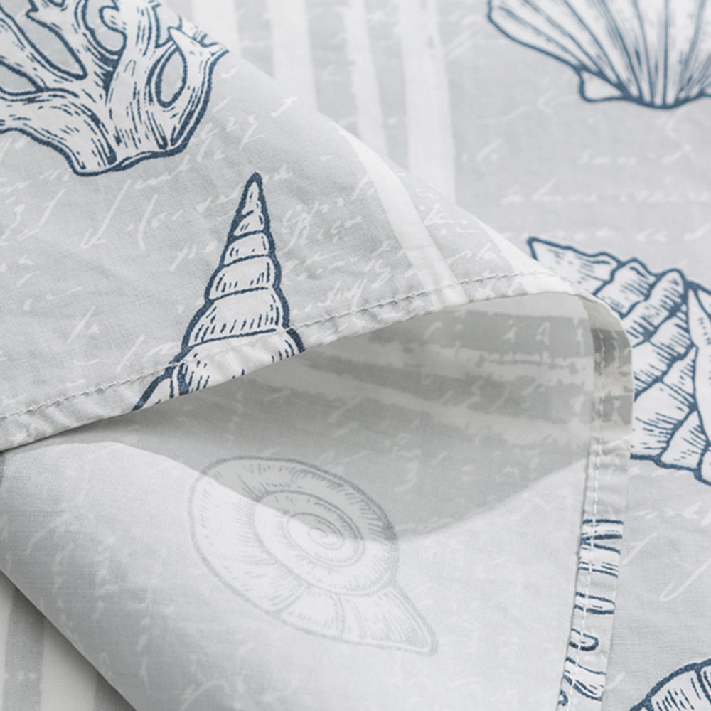 貝化石プリント　オープンカラーシャツ